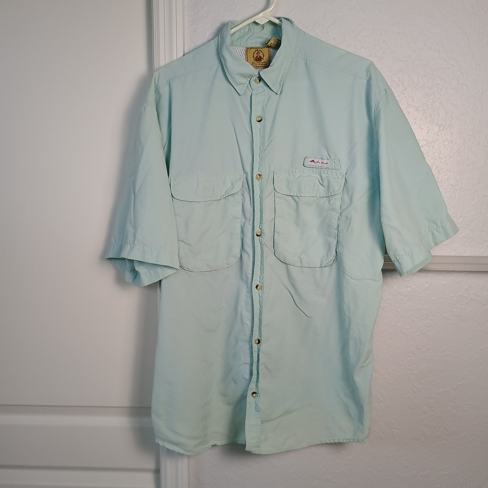 Joe Marlin Vented‎ Fishing Short Sleeve Button Up Shirt Men's Size Large Mint